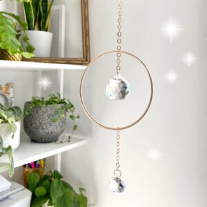 Single-Hoop-Drop-Crystal-Suncatcher-Rainbow-Maker-Window-Hanging-12cm-diameter-ring-Decoration-gift Single Hoop Drop Crystal Suncatcher Rainbow Maker Window Hanging 12cm diameter ring Decoration gift