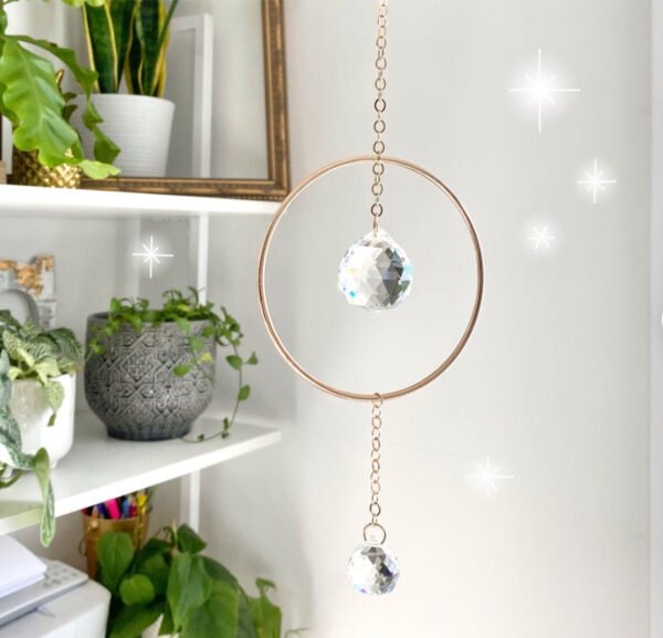 Single Hoop Drop Crystal Suncatcher  Rainbow Maker Window Hanging  12cm diameter ring Decoration gift