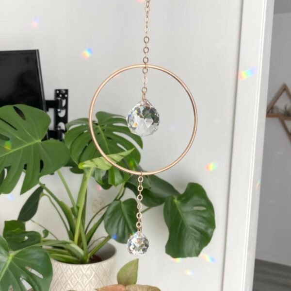 Single Hoop Drop Crystal Suncatcher  Rainbow Maker Window Hanging  12cm diameter ring Decoration gift