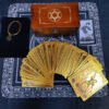 Six-pointed Star Divination Tarot Card Wooden Box Gift Box Pvc Gold Leaf Table Game Prediction Set Luxury Waterproof Belt Manual