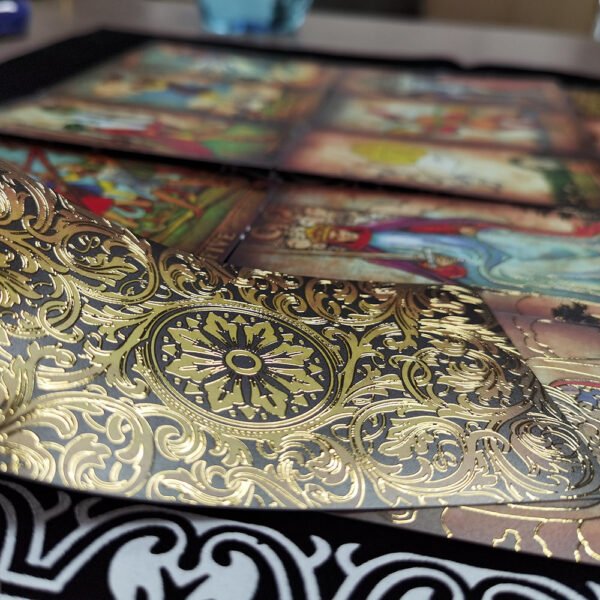 Six-pointed Star Divination Tarot Card Wooden Box Gift Box Pvc Gold Leaf Table Game Prediction Set Luxury Waterproof Belt Manual