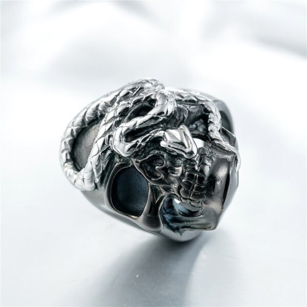 Magic Ring~Size 7 to Size 16 Mens Boys 316L Stainless Steel Cool Punk Gothic Skull Snake Newest Ring HF404