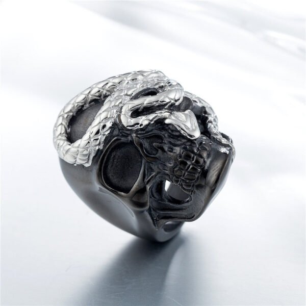 Magic Ring~Size 7 to Size 16 Mens Boys 316L Stainless Steel Cool Punk Gothic Skull Snake Newest Ring HF404