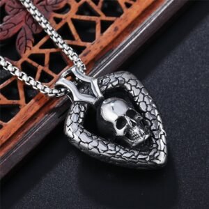 Viking Magic~Skeleton & Skull Necklaces Pendants Mens Gothic Punk Male Gold Color Biker joyas Stainless Steel Chains Necklace For Men Jewelry