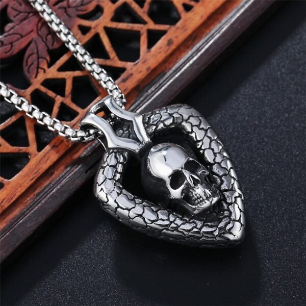 Viking Magic~Skeleton & Skull Necklaces Pendants Mens Gothic Punk Male Gold Color Biker joyas Stainless Steel Chains Necklace For Men Jewelry