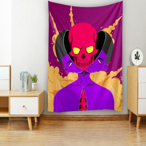Skull Cartoon Tapestry Kawaii Room Decor Tapestry Wall Hanging Witchcraft Boho Decor Tapestry  Wall Decor