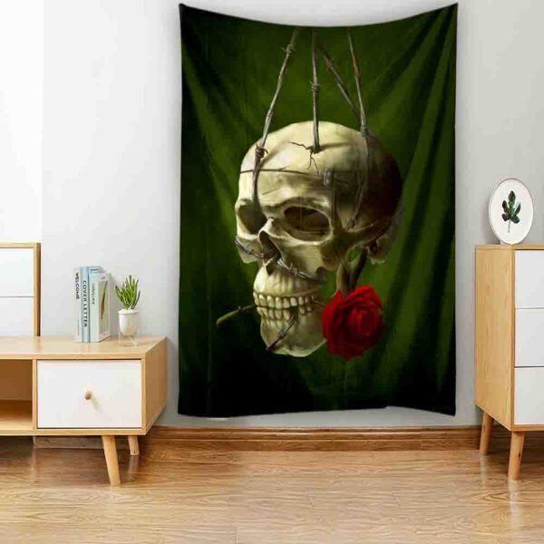 Skull Cartoon Tapestry Kawaii Room Decor Tapestry Wall Hanging Witchcraft Boho Decor Tapestry  Wall Decor