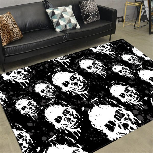 Skull Horror Carpet Gothic Style Skeleton Rug Halloween Decor Floor Mat Mat Doormat