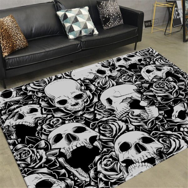 Skull Horror Carpet Gothic Style Skeleton Rug Halloween Decor Floor Mat Mat Doormat