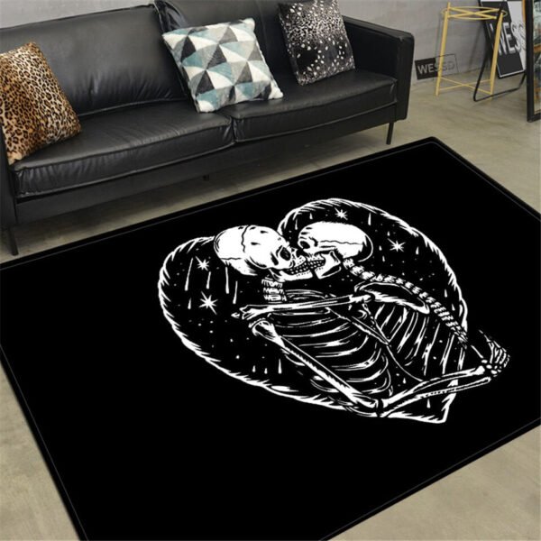 Skull Horror Carpet Gothic Style Skeleton Rug Halloween Decor Floor Mat Mat Doormat
