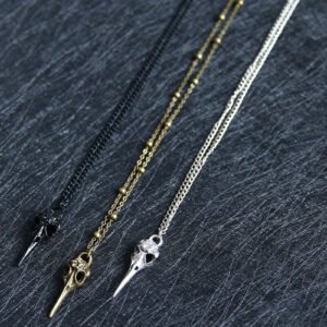 Skull Raven Pendant Necklace, Black Crow, Gothic Necklace, Victorian Witch Necklace, Monarchy Pendant necklace