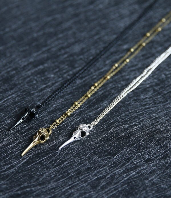 Skull Raven Pendant Necklace, Black Crow, Gothic Necklace, Victorian Witch Necklace, Monarchy Pendant necklace