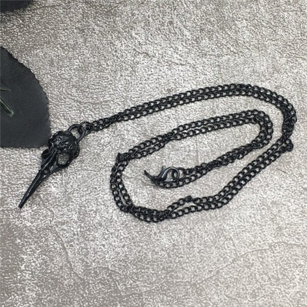 Skull Raven Pendant Necklace, Black Crow, Gothic Necklace, Victorian Witch Necklace, Monarchy Pendant necklace