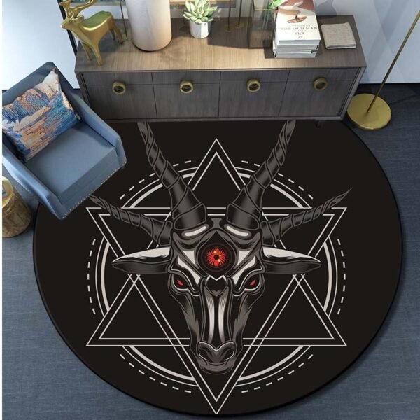 Skull Satanic Goat Inverted Pentagram Wing Demon Version Area Rug-Satanic Goat Decor Satanic Goat-Satanic Rugs Satan Carpet