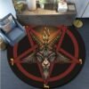 Skull Satanic Goat Inverted Pentagram Wing Demon Version Area Rug-Satanic Goat Decor Satanic Goat-Satanic Rugs Satan Carpet