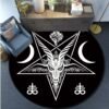 Skull Satanic Goat Inverted Pentagram Wing Demon Version Area Rug-Satanic Goat Decor Satanic Goat-Satanic Rugs Satan Carpet