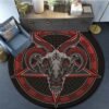 Skull Satanic Goat Inverted Pentagram Wing Demon Version Area Rug-Satanic Goat Decor Satanic Goat-Satanic Rugs Satan Carpet