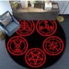 Skull Satanic Goat Inverted Pentagram Wing Demon Version Area Rug-Satanic Goat Decor Satanic Goat-Satanic Rugs Satan Carpet