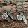 Skull and raw crystal Necklace Natural Crystal A Memento Mori ，Es fui sum eris，Witch Gothic Pagan Wiccan