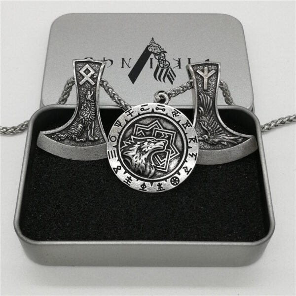 New Magicun Viking~Slavic Smybol Wolf Pendant Futhark Axe pendant Viking Men's necklace pagan jewelry 1pc