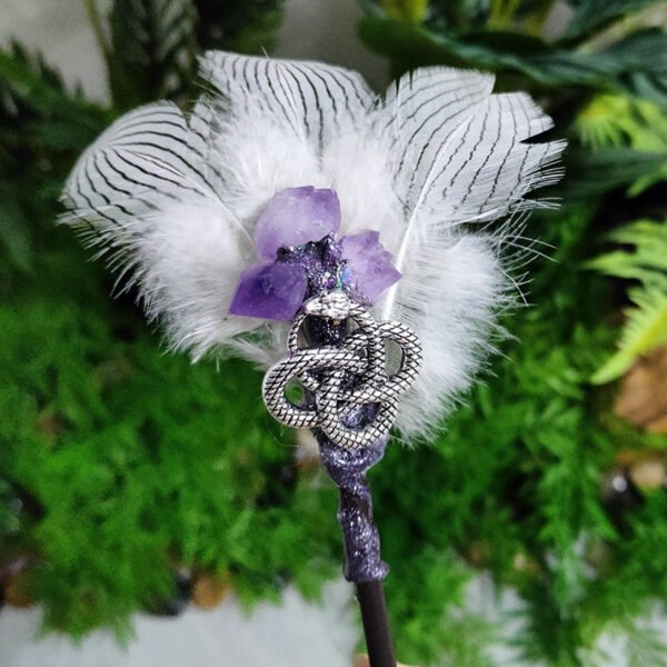 Smudge Feather Amethyst Snake Witch Wand Altar Cosplay Tools Wicca Gift