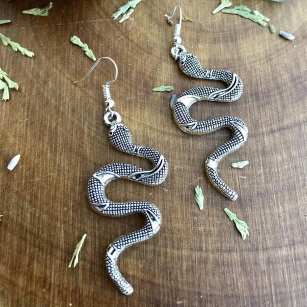 Snake Moon Earrings Gothic jewelry wicca crescent big snake pendant weird darkness