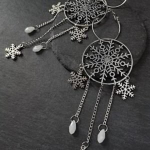 Snowflake Hoops Earrings, Festive Earrings, Christmas Earrings, Snowflake Jewellery, Winter Themed Jewellery