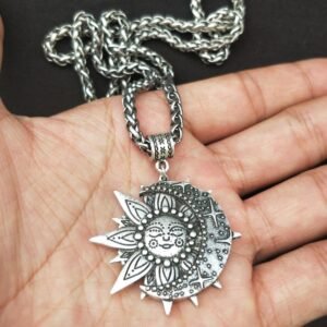 Viking Magic~Solar celestial pendant Sun Moon Star mandala Lotus flower ladies necklace amulet geometric religious viking Wicca Witchcraf