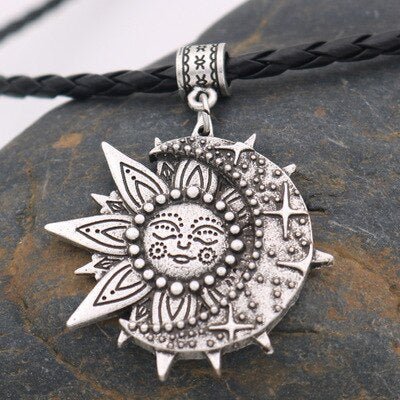 Viking Magic~Solar celestial pendant Sun Moon Star mandala Lotus flower ladies necklace amulet geometric religious viking Wicca Witchcraf