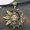 Viking Magic~Solar celestial pendant Sun Moon Star mandala Lotus flower ladies necklace amulet geometric religious viking Wicca Witchcraf