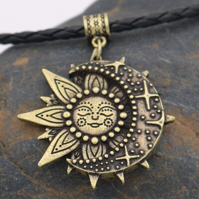 Viking Magic~Solar celestial pendant Sun Moon Star mandala Lotus flower ladies necklace amulet geometric religious viking Wicca Witchcraf