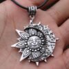 Viking Magic~Solar celestial pendant Sun Moon Star mandala Lotus flower ladies necklace amulet geometric religious viking Wicca Witchcraf