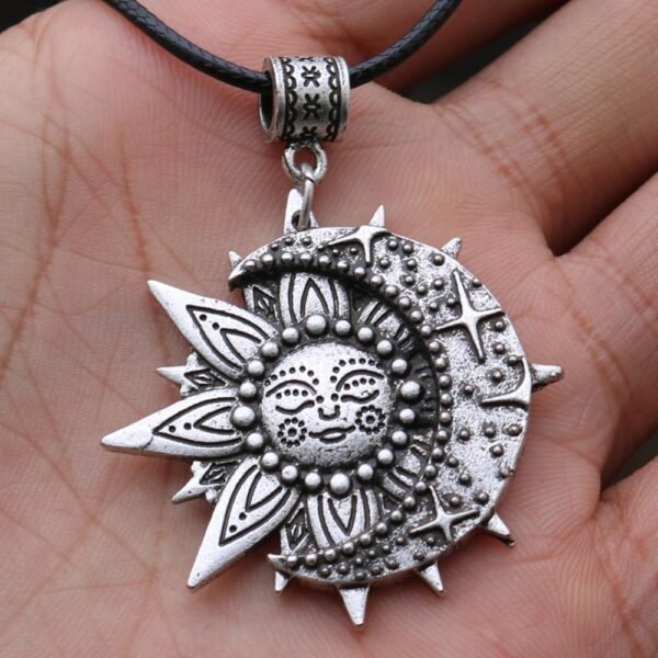 Viking Magic~Solar celestial pendant Sun Moon Star mandala Lotus flower ladies necklace amulet geometric religious viking Wicca Witchcraf