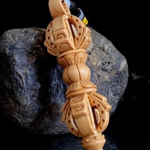 Solid-Wood-Carving-Buddhist-Vajra-Small-Pendant-Buddhist-tantric-practice-instruments-key-backpack-evil-spirit-pendant Wood Practice Instruments | Wood Spirit Pendant | Wood Key Backpack | Buddhist Vajra - Wood