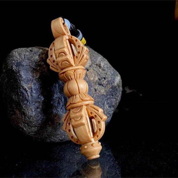 Wood Practice Instruments | Wood Spirit Pendant | Wood Key Backpack | Buddhist Vajra - Wood