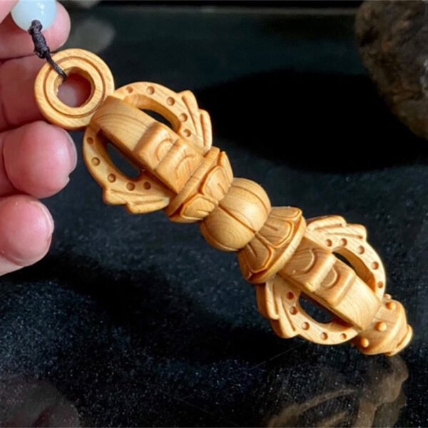 Wood Practice Instruments | Wood Spirit Pendant | Wood Key Backpack | Buddhist Vajra - Wood