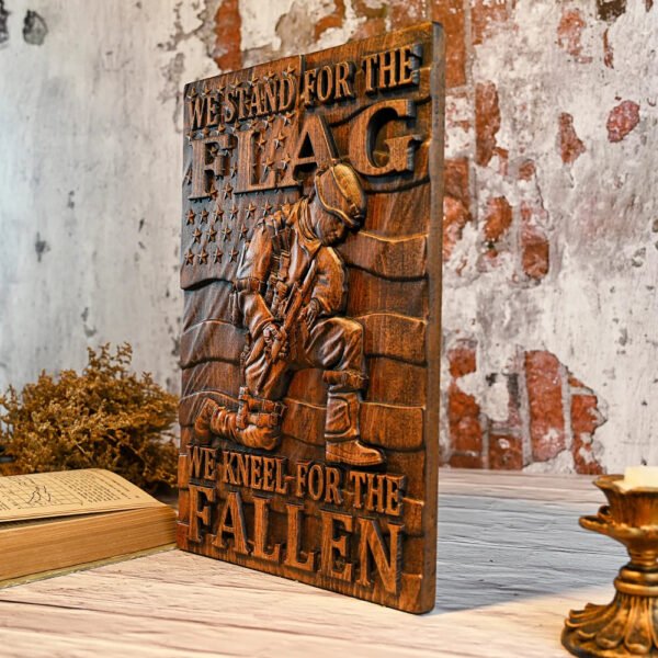 Solid wood carving American soldier plaque wood carving commemorative wooden statue ornaments home wall hanging decorations