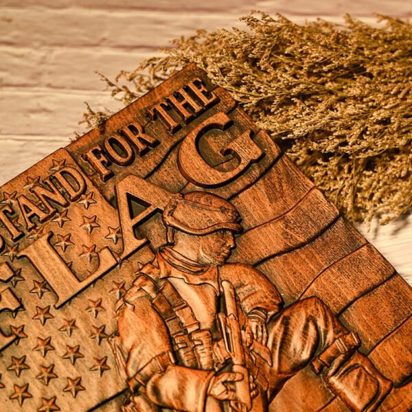 Solid wood carving American soldier plaque wood carving commemorative wooden statue ornaments home wall hanging decorations