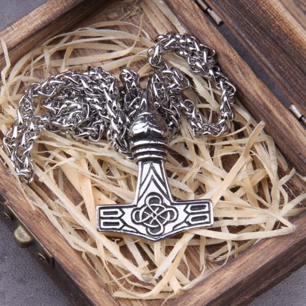 Speical Price Stainless Steel Viking Raven Necklace Men Pendants thor's hammer Necklaces Scandinavian Norse Jewelry Gift