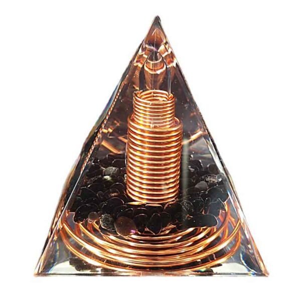 Spiral Copper Wire Orgonite Pyramid Obsidian Orgone Healing Energy Yoga Meditation Ornament - Jewelry Findings & Components