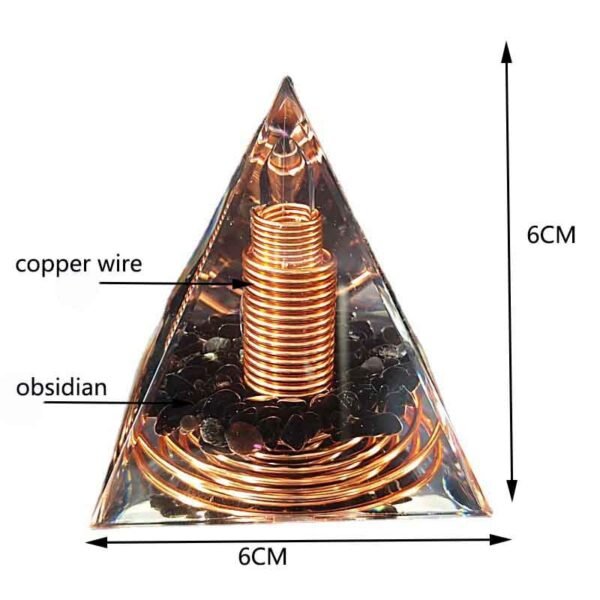 Spiral Copper Wire Orgonite Pyramid Obsidian Orgone Healing Energy Yoga Meditation Ornament - Jewelry Findings & Components