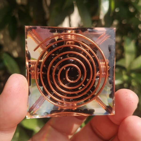 Spiral Copper Wire Orgonite Pyramid Obsidian Orgone Healing Energy Yoga Meditation Ornament - Jewelry Findings & Components