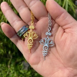 Spirit Lotus Pendant Necklace Hippie Amulet Jewelry for Women
