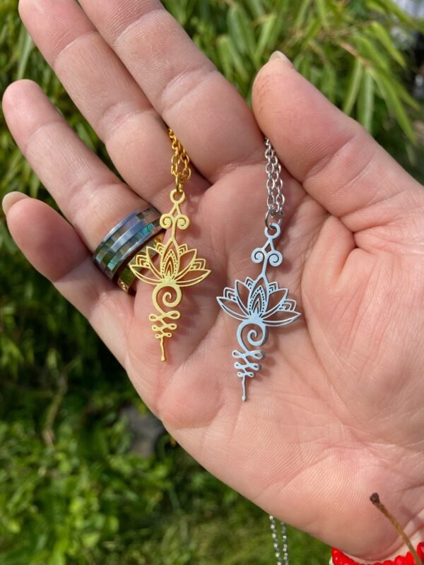 Spirit Lotus Pendant Necklace Hippie Amulet Jewelry for Women