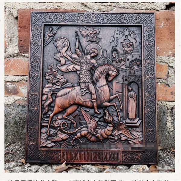 St.George's Ressurrection Christmas Beech Wooden Carving Decoration Religious Figures Crafts
