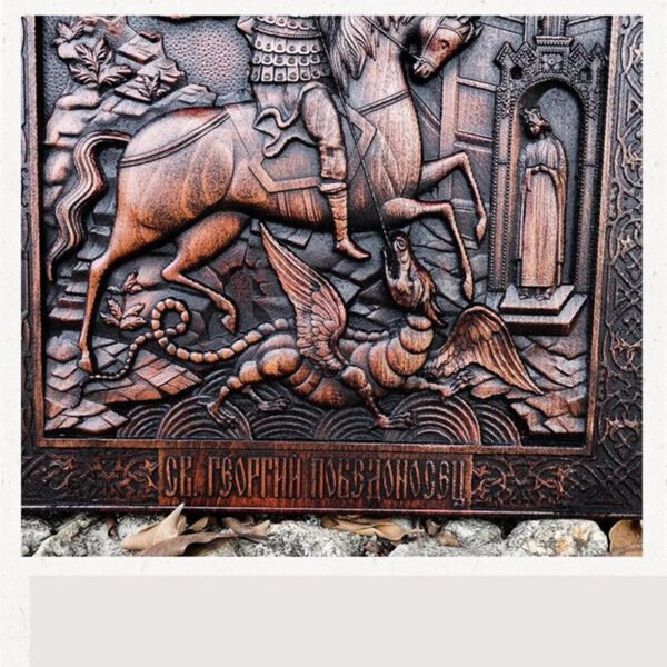 St.George's Ressurrection Christmas Beech Wooden Carving Decoration Religious Figures Crafts