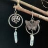 Stainless Steel Big Ring Raw Crystal Pentagram Butterfly Earrings A Gift from Nature Wicca Accessories Gift