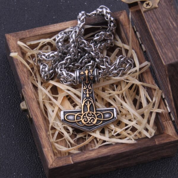 Stainless Steel Mix Gold thor's hammer mjolnir necklace viking scandinavian Odin viking necklace Men Stainless Steel gift