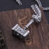 Stainless Steel Never Fade Thrall‘s Hammer of Destruction necklace or Viking Hammer necklace with wooden box