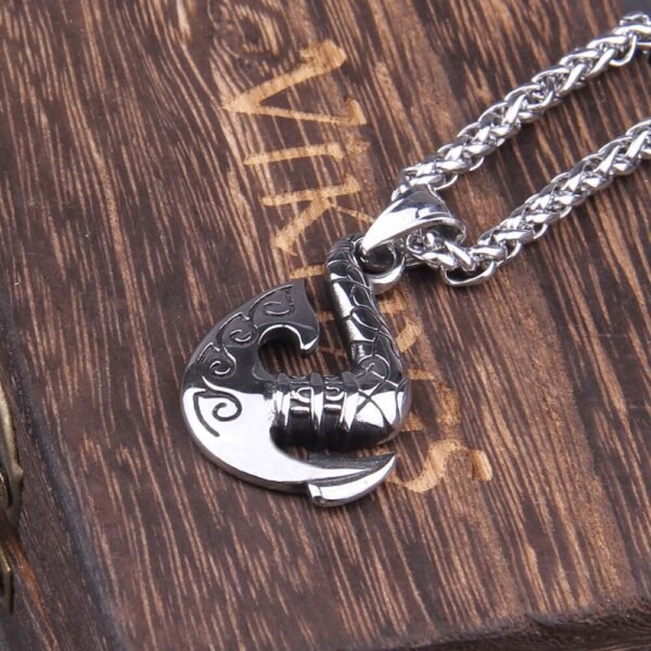 Stainless Steel Nordic Axe pendant necklace with viking wooden box as gift